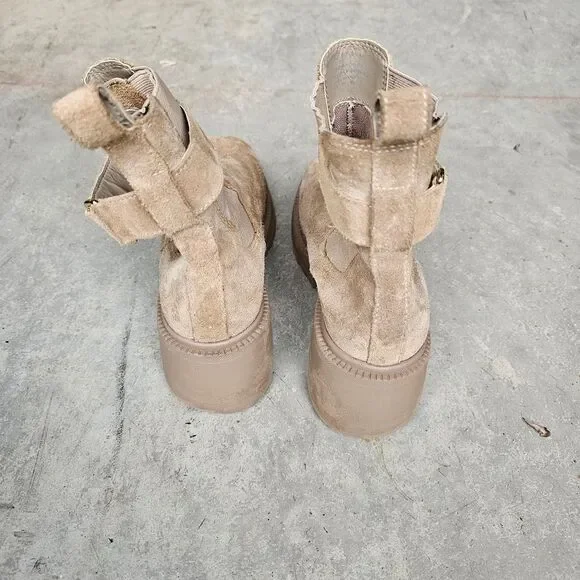 Steve Madden Gates Platform Taupe Suede Chelsea Boot sz 7.5 - Picture 5 of 8